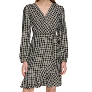 Tommy Hilfiger Women's Check Ruffle-Hem Wrap Dress -NWT (Size 6)